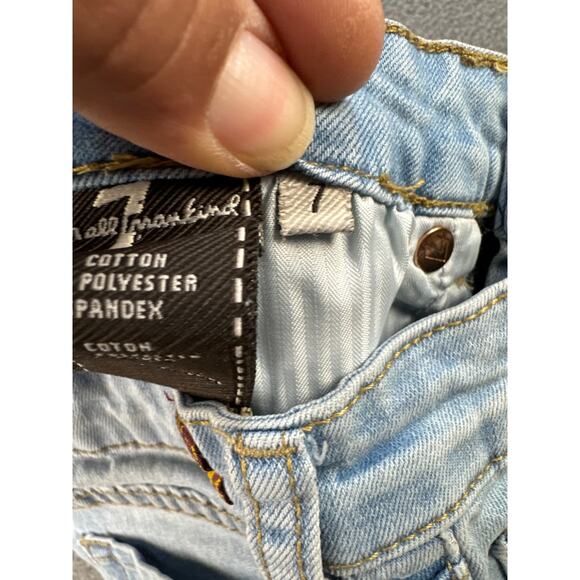 7 For All Mankind Denim Bermuda Shorts Size 7 Medium Wash - Picture 5 of 6